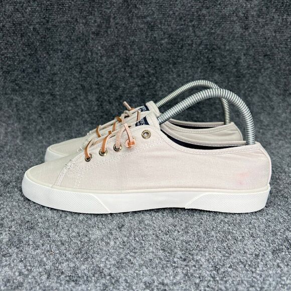 Sperry Seacoast Sneakers Womens Size 7.5 Grey Canvas Slip On Summer Casual Shoes - Picture 4 of 12
